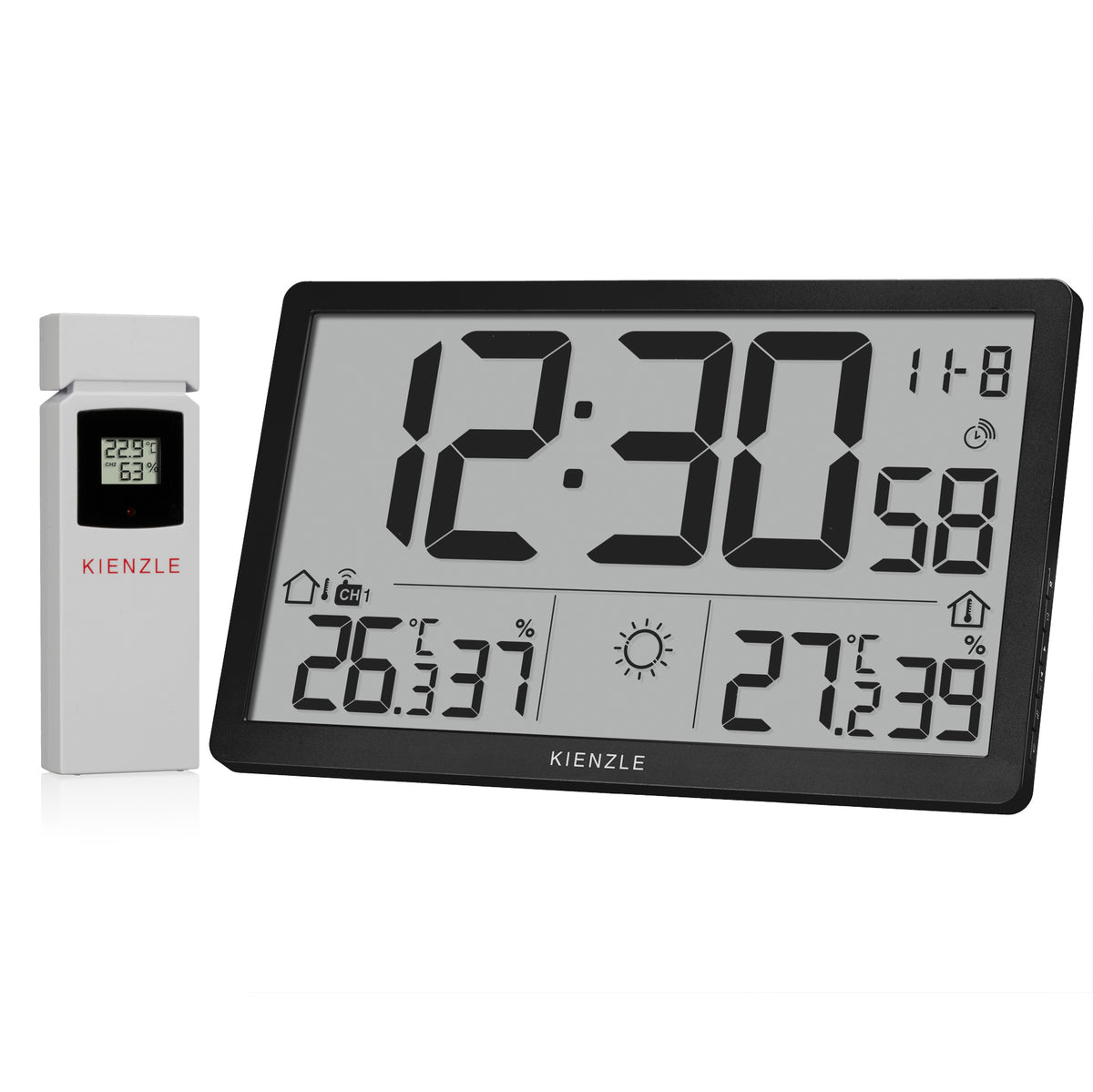Jumbo NEO LCD Wetter-Wanduhr schwarz – Kienzle 1822
