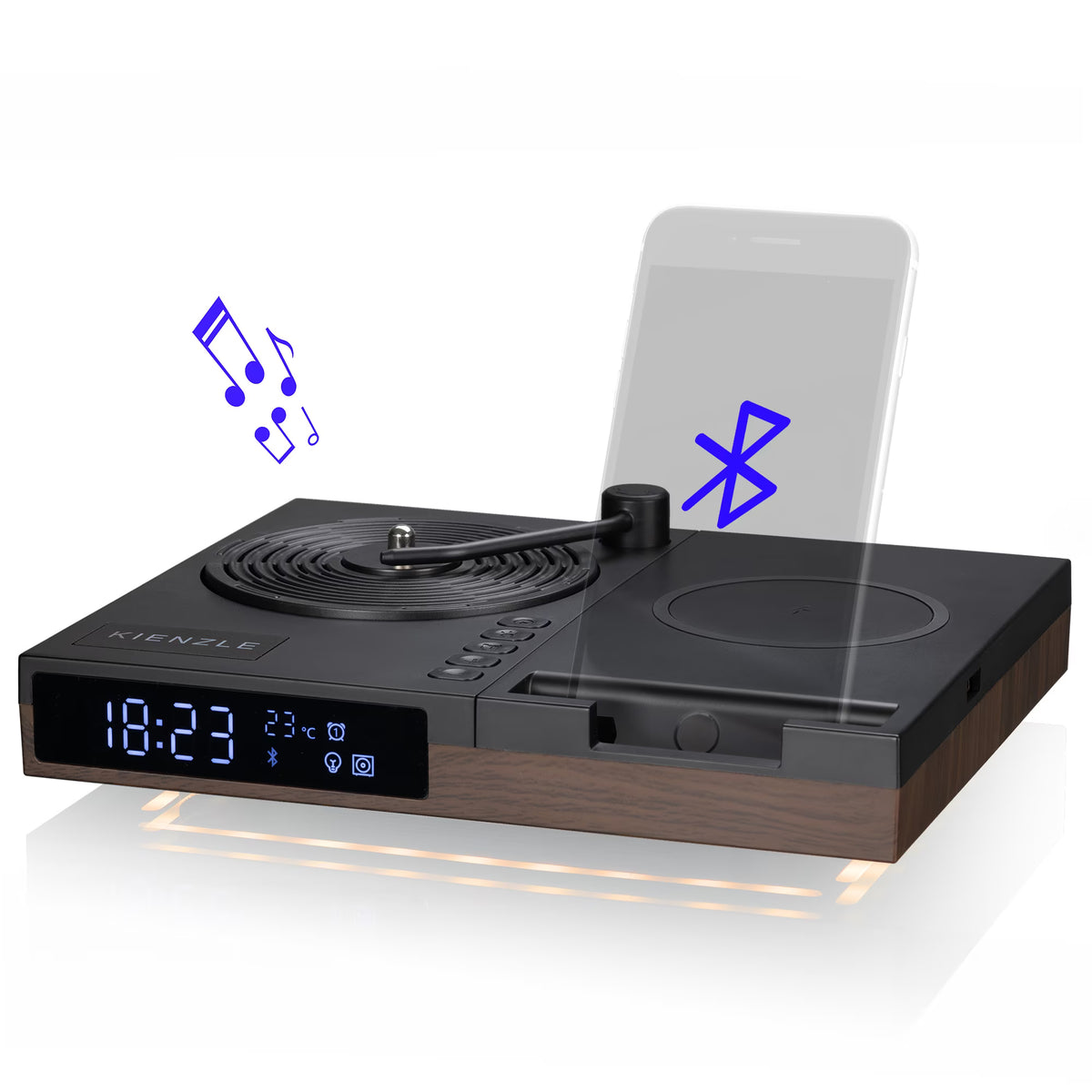 Wecker mit Bluetooth® Lautsprecher und kabelloser Ladestation – Kienzle 1822
