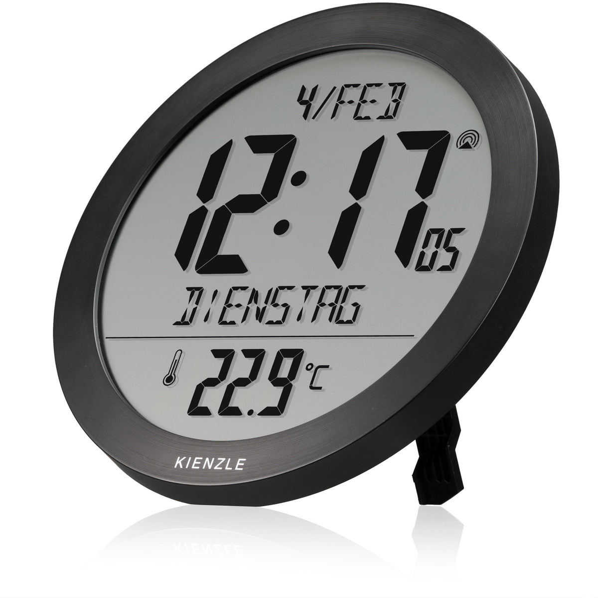 DCF-Funkwanduhr mit Innentemperatur schwarz – Kienzle 1822