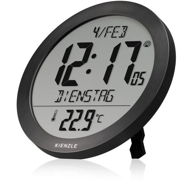 DCF-Funkwanduhr mit Innentemperatur schwarz – Kienzle 1822