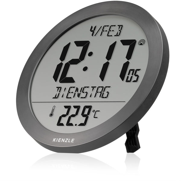 DCF-Funkwanduhr mit Innentemperatur anthrazit – Kienzle 1822