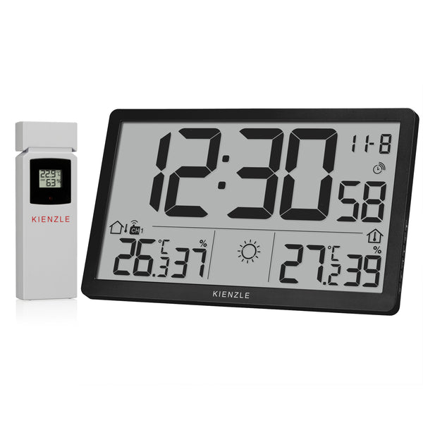 Jumbo NEO LCD Wetter-Wanduhr schwarz – Kienzle 1822