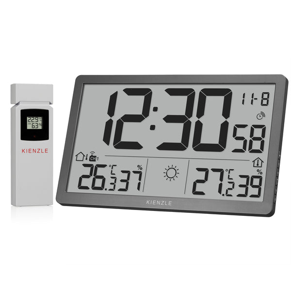 Jumbo NEO LCD Wetter-Wanduhr grau – Kienzle 1822